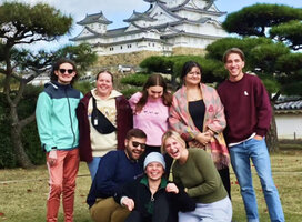 Students in front of temple